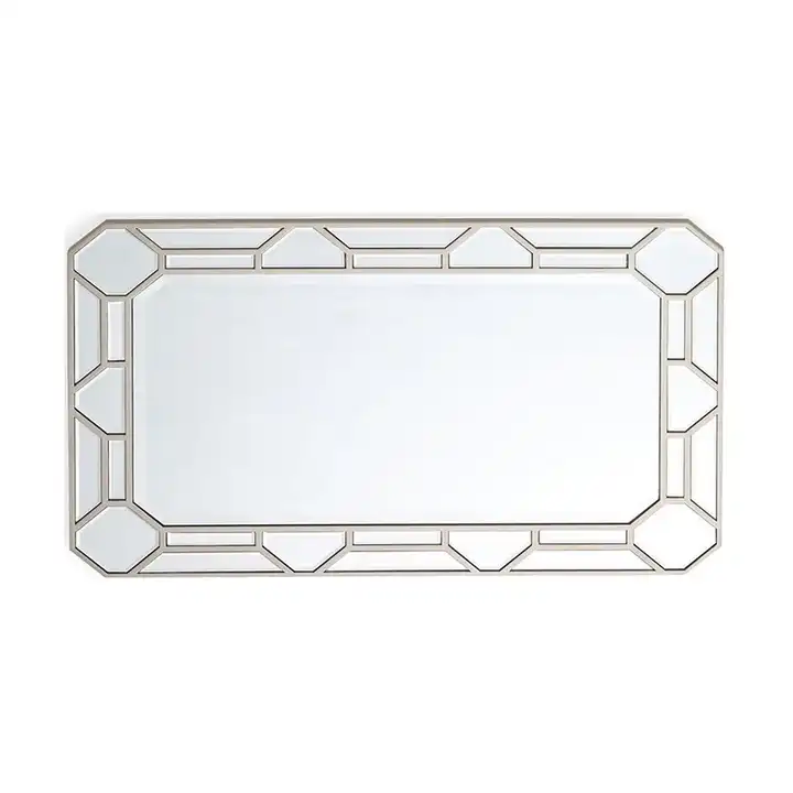 Customized French Light Luxury Style Geometric Round Mounted Wall Mirror Deco Bathroom Mirror