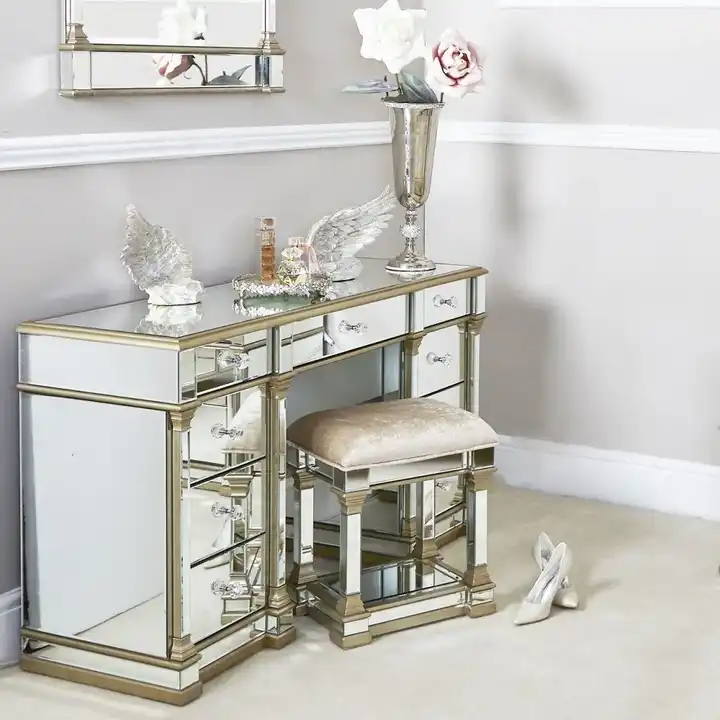 Scandinavian Vintage Style Design Makeup Vanity Desk Organizer Dressing Table With Storage Drawers