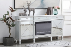 Customizable Living Room Furniture Console Tables Mirrored Sideboard Cabinet With 3D Electric Fireplace