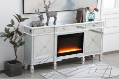 Customizable Living Room Furniture Console Tables Mirrored Sideboard Cabinet With 3D Electric Fireplace