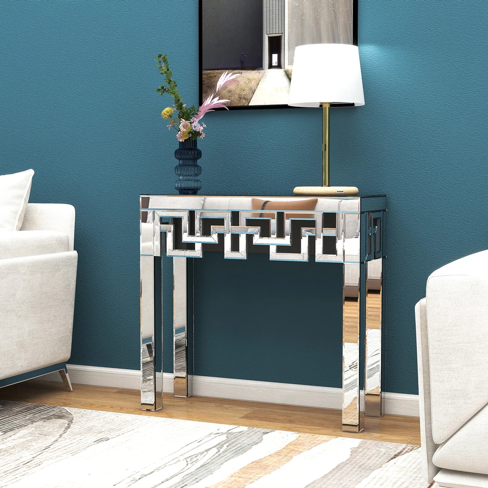 Modern Luxury Narrow Mirrored Hallway Tables Reflective Furniture Glass Console Tables