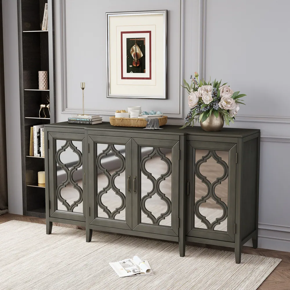 Hot Selling Grey Living Room Cabinet Mirrored Console Table Vintage Sideboard For Kitchen