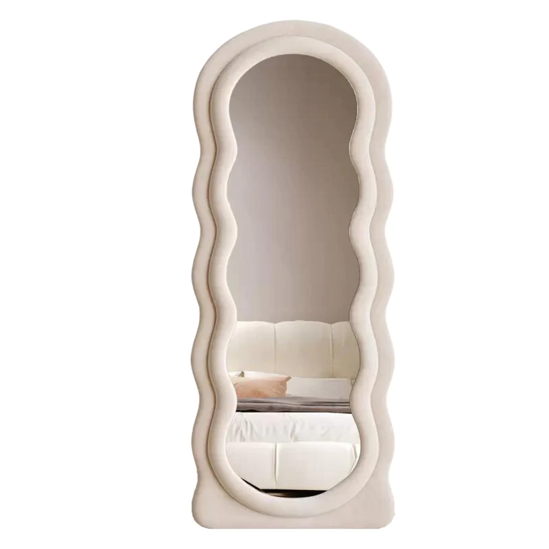 Body Mirror Full Length Girls' Bedroom Living Room Decoration Floor Stand Dressing Mirror Fashion Wave Mirror