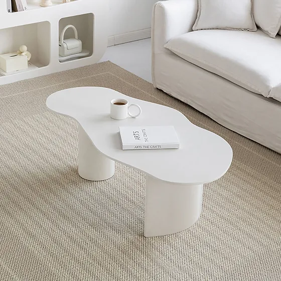 Living Room White Matte Decor Simple Fashion Style Cloud Cream Color Coffee Tables For Home