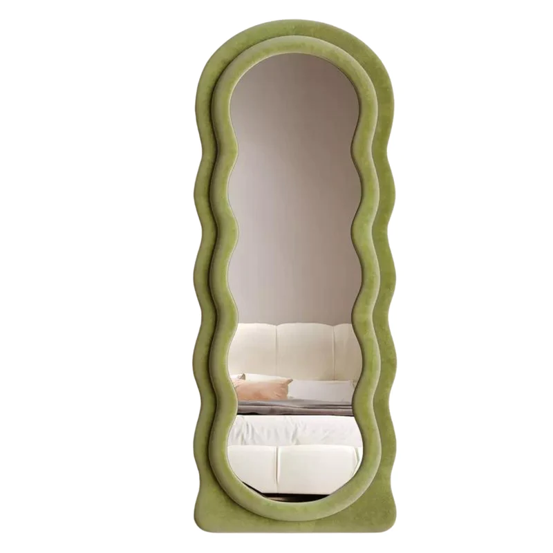 Body Mirror Full Length Girls' Bedroom Living Room Decoration Floor Stand Dressing Mirror Fashion Wave Mirror