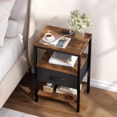 Wholesale Cheap High Quality Adjustable Fabric Drawer Bedroom Bedside Table With USB Charging Station