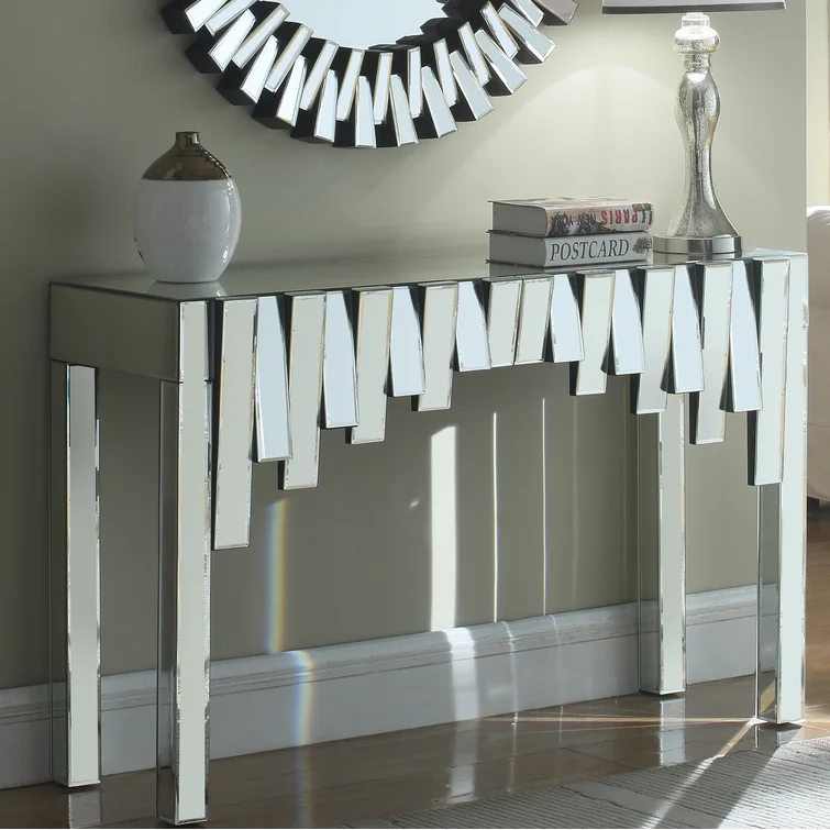 Contemporary Entryway Essential Console Table Stylish Sleek Design Mirrored Hallway Side Table