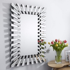 Modern Silver Stylish Rectangular Decorative Mirror Living Room Bedroom Hanging Wall Mirror