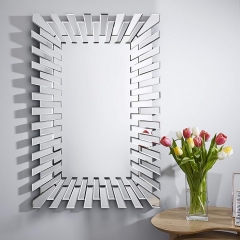 Modern Silver Stylish Rectangular Decorative Mirror Living Room Bedroom Hanging Wall Mirror