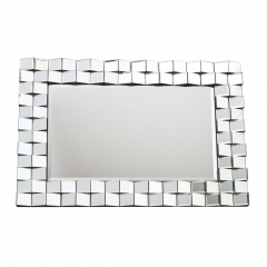 Elegant Accent 3D Glass Frame Rectangle Decorative Mirror Large Wall Decor Mirrors For Living Room Bathroom