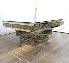 Factory Wholesale Silver Glass Top Crushed Diamond Mirrored Coffee Table