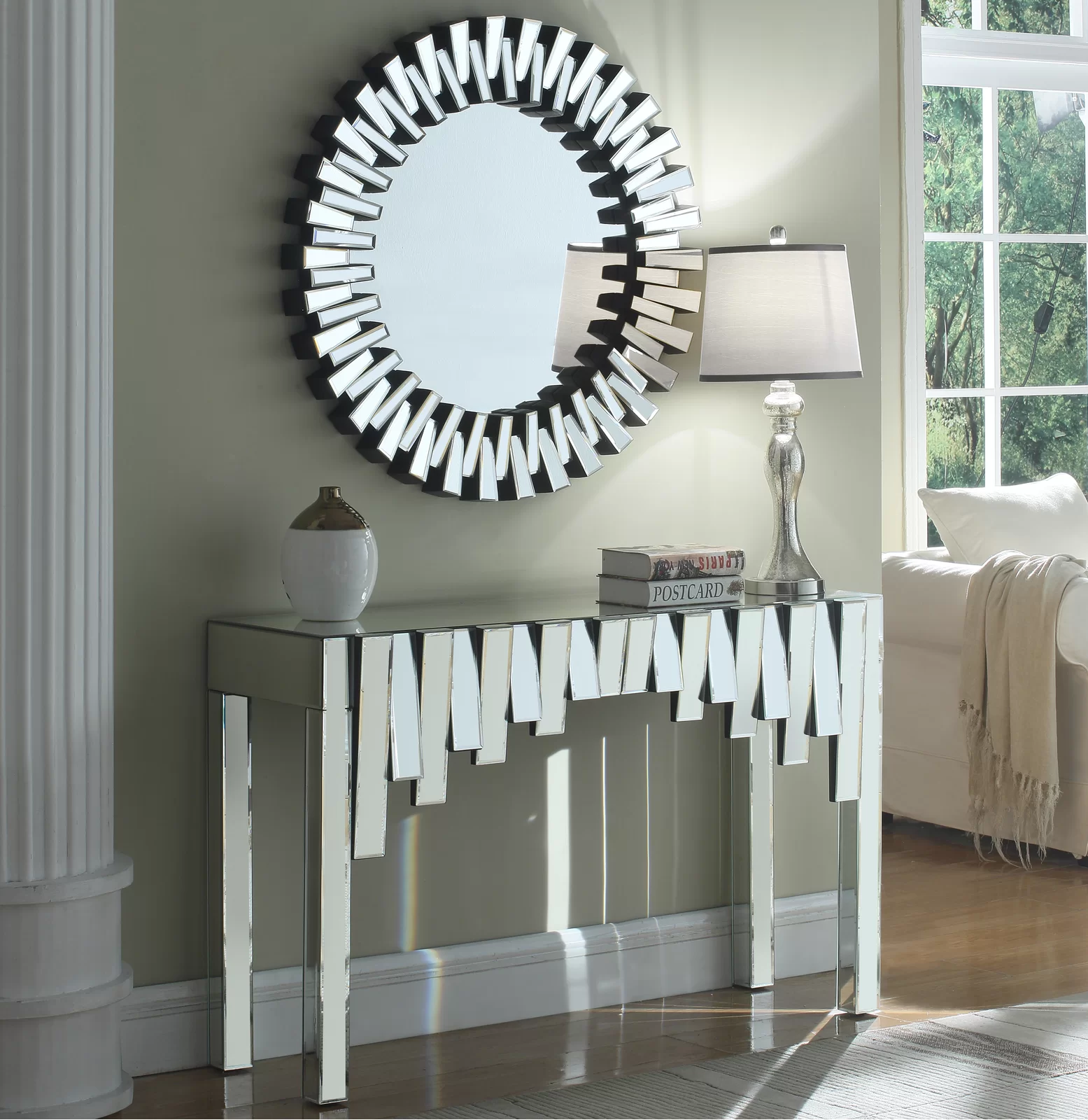 Contemporary Entryway Essential Console Table Stylish Sleek Design Mirrored Hallway Side Table