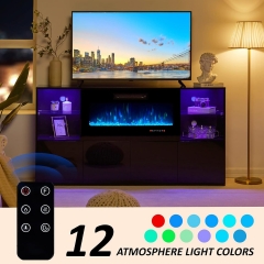 Contemporary Design Sleek Surface High Gloss Media Cabinet Fireplace TV Stand With Adjustable LED Light