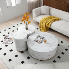 Gold Stainless Steel Metal Round Marble Living Room Modern Home Funiture Side Coffee Table