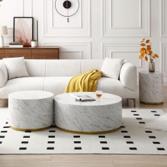 Gold Stainless Steel Metal Round Marble Living Room Modern Home Funiture Side Coffee Table