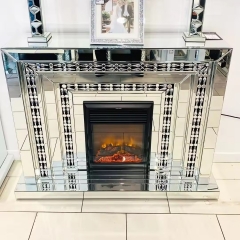 Luxury Mirrored venetian crushed diamond crystal MDF led fireplace surround