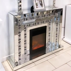 Luxury Mirrored venetian crushed diamond crystal MDF led fireplace surround