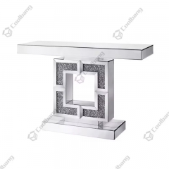 Modern Luxury Crushed Diamond Mirrored Console Table With Mirror