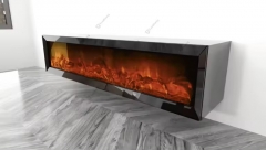 Large Mirrored TV Stand With Multi Color Electric Fireplace