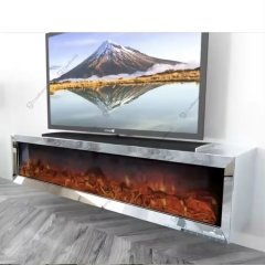 Large Mirrored TV Stand With Multi Color Electric Fireplace