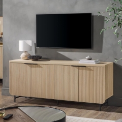 Modern Scandinavian Fluted Door Kitchen Storage Sideboard Buffet Cabinet Console Tv Stand For Living Room