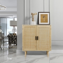 Dining Room Sideboard Buffet Kitchen Cupboard Console Table Storage Cabinet with Rattan Decorated Doors
