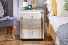 Modern Mirrored Nightstand 3 Drawers Stunning Finish Bright Bedside Table For Bedroom No reviews yet