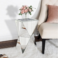 Modern Elegant Bling Diamond Crush Side Table Decorative Crystal Mirror Coffee Table