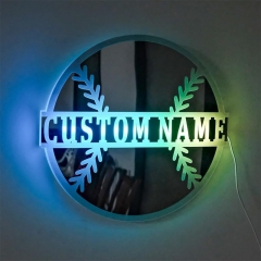 Modern Decorative Mirror Neon Light baseball Custom Name Sign Night Light Wall Mirror For Bedroom And Living Room