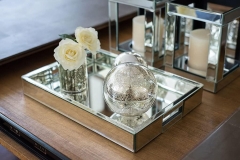 Rectangle Silver Mirror Decorative Tray Mirrored Vanity Organizer Makeup Perfume Jewelry Tray with Hand