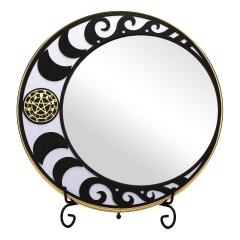 Gothic and Witchy Moon Decor Metal Frame Mirror Desktop & Wall Mounted Mirror for Home Living Room Bedroom
