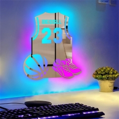 Personalized Football Jersey Mirror LED Color Neon Atmosphere Light Sign Custom Decorative Wall Mirror