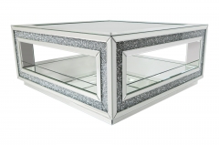 COOLBANG Hot Selling Unique Diamond Shape Mirrors Coffee Table with Crushed Diamonds