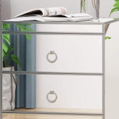 Modern Bedroom Furniture Simple HD Mirrored 3 Drawer Cabinet Bedside Table