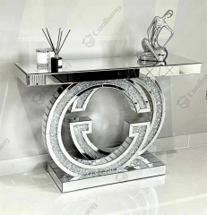 Modern Chic Entrance Table Console Avec Miroir Luxurious Diamonds Led Light Mirrored Console Tables