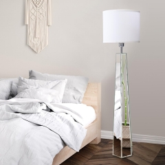 Modern Silver Mirror Floor Lamp Standing Decorative Lamp with Hexagon Shaped Glass Base