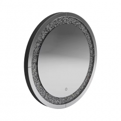 Modern Elegant Decorative Round Diamond Bathroom Mirror Wall Mounted Makeup Vanity Mirror With LED Light