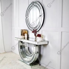 Modern Chic Entrance Table Console Avec Miroir Luxurious Diamonds Led Light Mirrored Console Tables