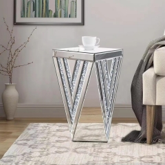 High End Luxury Living Room Side Table Crushed Diamond Mirrored Corner Coffee Table