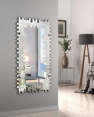 Intricate Large Grecian Venetian Sliver Rectangle Mirror Art Decorative Wall Mirrors for Hotel Home Vanity