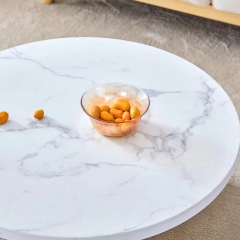 Modern White Circle Central Cocktail Table Marble-look 31.4 Inch Round Coffee Table for Living Room