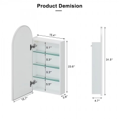 Bathroom Wall Mounted Storage Mirror Cabinets Silver Metal Framed Arched Medicine Cabinets