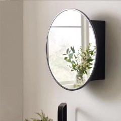 Round Sliding Bathroom Mirror Cabinet Bedroom Wall Storage Cabinet Mirror Medicine Cabinet