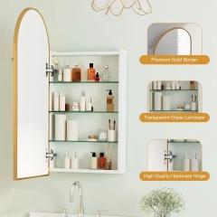 Bathroom Semi Recessed Medicine Cabinet Arched Metal Framed Medicine Cabinets with Mirror