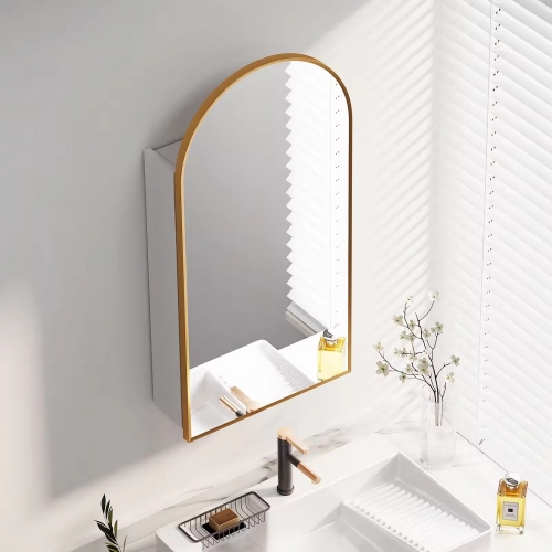 Bathroom Semi Recessed Medicine Cabinet Arched Metal Framed Medicine Cabinets with Mirror