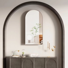 Bathroom Wall Mounted Storage Mirror Cabinets Silver Metal Framed Arched Medicine Cabinets