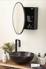 Round Sliding Bathroom Mirror Cabinet Bedroom Wall Storage Cabinet Mirror Medicine Cabinet