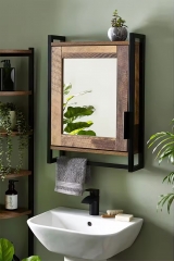 Antique Style Bathroom Wall Mounted Storage Mirror Cabinet Wooden Vintage Square Medicine Cabinet