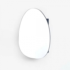 Fashion Black Pebble Shape Single Wall Mirror Cabinet Bathroom Storage Medicine Cabinet