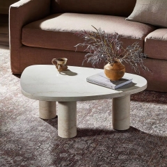 Midcentury Faux Marble Finish Living Room Nesting Center Table Travertine Coffee Table Set